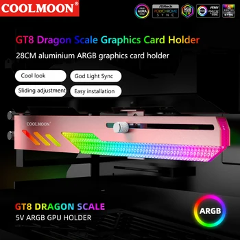 COOLMOON GT8 Grafická Karta Držiak Držiak na Ploche Počítača Prípade, 5V ARGB grafickej Karty GPU Horizontálne Chladiaci Kit Podporu Stojan 1