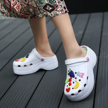 Roztomilý Sandále Ženy Zvýšiť Výšku 6 CM Platforma Sandále Dreváky Tkaných Topánky Ženy Papuče Sandales Femme Nouveau SIZE35-42 1