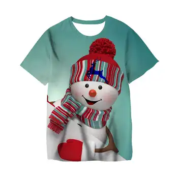 Šťastné a veselé Vianoce, Santa a Jelene Tlačiť T-Shirt 3-14 Rokov Deti-Chlapci, Dievčatá T-Shirts 1