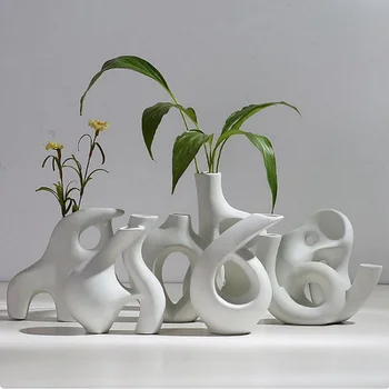 Abstraktné Umenie, Keramické Vázy Nordic Minimalistický Dekorácie Kvet Usporiadanie Tvorivé Obývacia Izba TV Kabinet Ploche Dekorácie 1