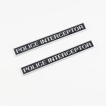 2x POLICE INTERCEPTOR Chrome Black Znak Auto Tela Fender batožinového priestoru Zadné Odznak pre Ford Preskúmať Victoria Crown Býk Nabíjačky 1