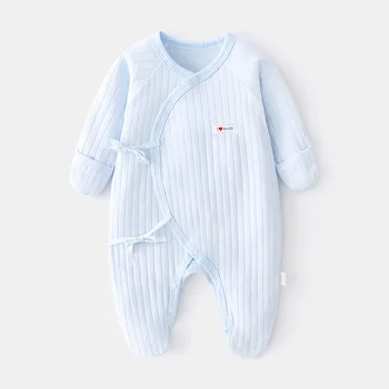 Novorodenca Footies Romper Pruhované Oblečenie Baby Dievčatá Kombinézach Pyžamo Trakmi, Zimné Bavlna Infant Boys Remienky 0 3 6 Mesiacov 1