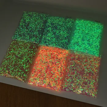 50g Zmiešané Veľkosti Svietiť V Tme Glitters Svetelné 3D Hexagon Fluorescenčné Vločky Flitrami Robustný Glitters Na Nechty, Manikúra Tipy 1