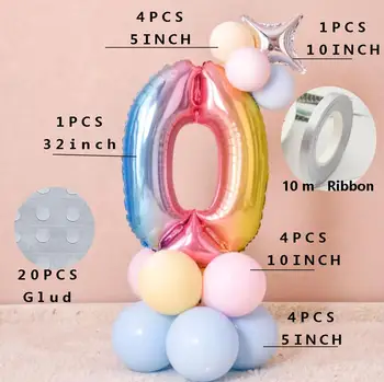 32 Palcový Farebné Hliníkové Fólie, Digitálne Balóny, Party Dodávky Súprava pre Deti, Narodeniny, Svadby, Oslavy Dekorácie 1