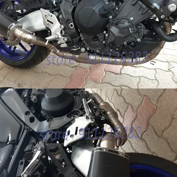 Pre YAMAHA MT09 MT-09 FZ09 2021 2022 Motocykel Výfukových Uniknúť Celý Systém Zmeniť Uhlíkových Vlákien Šál Zliatiny Titánu Prepojenie Potrubia 1