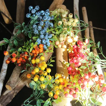 Umelý Kvet Bean Pobočky Vianočné Berry Rodiny, Dekorácie, Svadobné Drží Kvetiny Cesty Vedúcej Kvetinové Steny Falošné Kvety 1