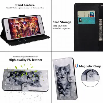 Roztomilý Kvet Mačka, Pes Kožené Telefón puzdro Pre Sony Xperia XA1 XA2 XA3 Z6 E6 XZ3 L1 L3 L4 Peňaženky Karty Držiteľa Kryt D29G 1