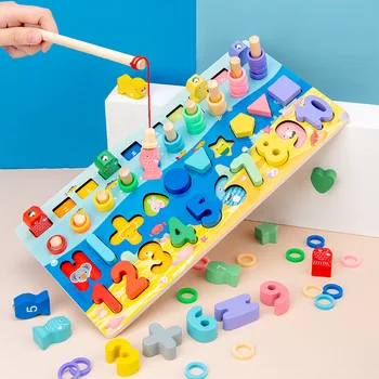 Deti Montessori Drevené Hračky Multifunkčné Rybárske Logaritmickej Rada Abeceda Zodpovedajúce Hra Puzzle Raného Vzdelávania Hračka 1