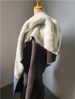 Polyester Semiš Netkané Textílie Faux Baránok Vlna Black White DIY Zime Teplé Rukavice Ručné Bunda, Kabát Oblečenie Dizajnér Textílie 1