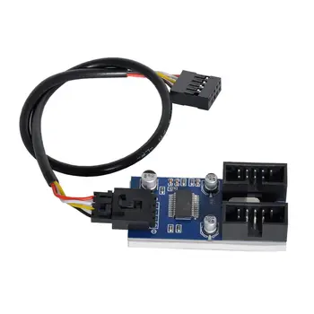 CY Doske 9pin USB 2.0 Hlavičke 1 až 2 Samica Predlžovací Kábel HUB Konektor Adaptéra Port Multilier 1
