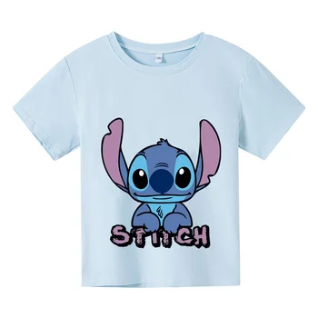 Harajuku Kawaii Disney Roztomilý Tlač Chlapci a Dievčatá T-shirt Lilo a Stitch T-shirt Camiseta Baby okolo Krku Príležitostné Voľné Celkom 1