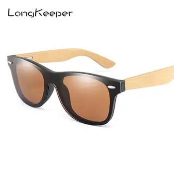 LongKeeper Dreva, bambusové nadrozmerné Okuliare Luxusné Značky Dizajnér bez obrúčok zrkadlové Námestie slnečné Okuliare pre Ženy/Muži 1
