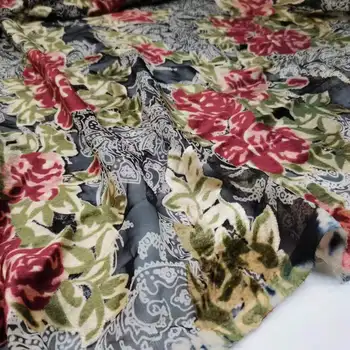 Zamatové Šaty Vyhorel Kvet Textílie DIY Hodváb Viskózový Svadobné Šaty, Dekorácie Materiál 1 Yard 1