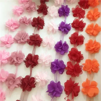 10Yd/veľa 22 Farba 3D Šifón Kvety, Čipky Textílie, Ručné Kvetinové Svadobné Kytice Topánky Kvet Corsage Svadobných Doplnkov RS320 1