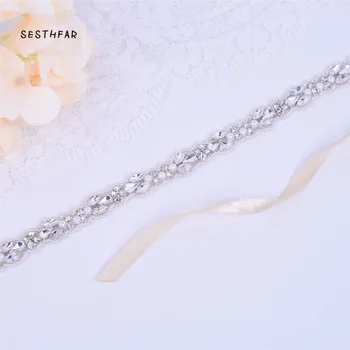 SESTHFAR Korálkové Crystal Svadobné Pás Strane Svadobné Pás Kamienkami Svadobné Pás Na Svadbu Večerné Šaty 1