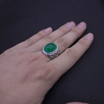 Najnovšie Dizajn Zeleného Kameňa Prstene pre Ženy Duté Z Strieborné Pozlátené Vintage Krúžky Módne Šperky 1