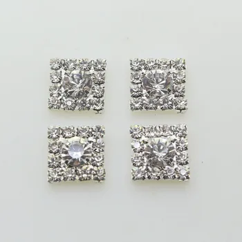 Nové 10pcs/lot 10 mm Námestie Diamante drahokamu tlačidlá ploché späť Embellishment Svadobné Decoratio tlačidlo 1