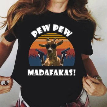 Camisetas Tee Topy T-Shirt Ženy Pew Pew Madafakas Tlačiť T-Shirt Čierna Bežné Dámy Tshirt 2020 Nové Letné Tričko Žena Tees 1