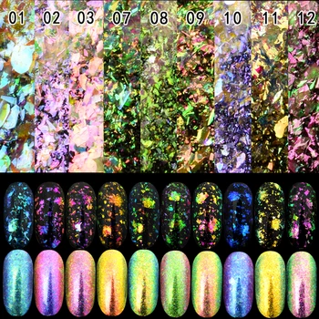 Beautybigbang 0,15 g Nail Art Vločky Chameleon Lesk Chrome Nechtov Prášok Holografické Pigment Nechtov Doplnky, Dekorácie Flitrami 1