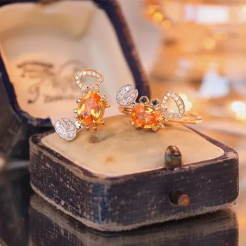 925 sterling silver vykladané kryštálmi orange drahokam krab šperky sady pre ženy detinské nádherné náhrdelníky náušnice, prsteň 1