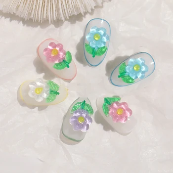 5 ks Klinec Umenie Lesklé Crystal Kvet 3D Candy Farby na Nechty, Šperky, Ozdoby na Nechty, Japonská Nail Art Flower Nail Art Decoration 1