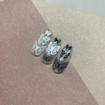 Black a White Butterfly Vzor 3D Nail Art Nálepky Plastický Adhensive Nálepky, Nálepky Jazdca Nechty, Dekorácia 1