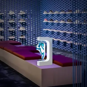 Magnetické Zavesenie Topánky Stojan S LED Svetlom Levitující Držiak Na Reklamné Výstavy Plávajúce Rotujúce Topánky Displej 1