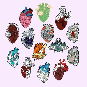 Vlastné Rainbow Srdce Smalt Pin Tmavé Punk Orgán Anatomické Ľudských Zbierky Gotického Brošne Klope Cartoon Šperky Darček Veľkoobchod 1