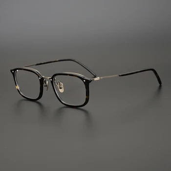 Vintage Acetát Okuliare, Rám Muži Ženy Námestie Krátkozrakosť Predpis Optické Okuliare Rám Japonsko Luxusná Značka Titánu Okuliare 1