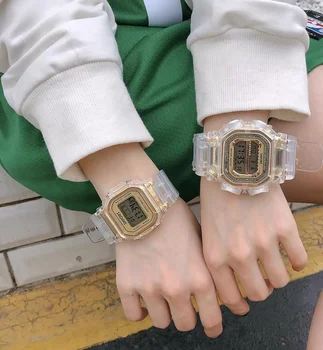 Móda Muži Ženy Hodinky Zlaté Bežné Transparentný Digitálny Šport Pár Hodinky Hodiny, Náramkové hodinky Žena Hodiny Deťom Dieťa je Dar 1