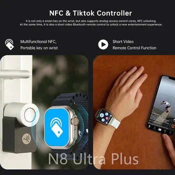 49 mm Mužov Smart Hodinky N8 Ultra Plus NFC Smartwatch IP68 Nepremokavé Športové Hodinky pre Android IOS Fitness Náramok s Popruh Zámok 1