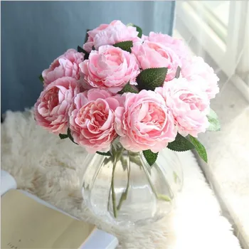 Single-Hlava Western Rose Core Pivónia Umelý Kvet Pôvodné Domáce Dekorácie, Svadobné Kytice Falošné Kvet 1