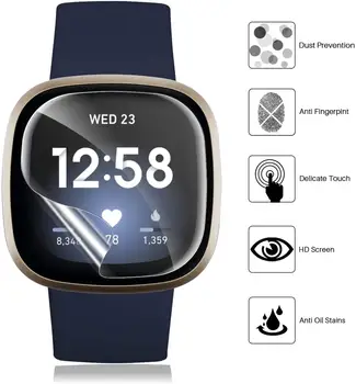 2 ks Plné Pokrytie Screen Protector pre Fitbit Naopak 3 & Zmysel Mäkké Hydrogel Ochranný Film Smartwatch Príslušenstvo 1