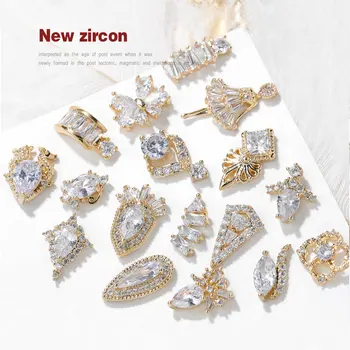 HNIUX 2 Kusy 3D Kovov Zirkón Nail Art Šperky, Luxusné Prívesok Perla Dekorácie Top Crystal Manikúra Diamond Amulet 1