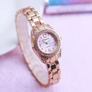 2022 slávnej značky ženy starej dámy gold diamond náramkové hodinky quartz dievčatá módne tenký pásik strane troleje hodinky reloj mujer 1