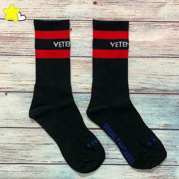 Biele, Čierne Pruhované Vetements Futbal Ponožky Muži Ženy Vysokej Kvality VTM Ponožky Streetwear Páry 1