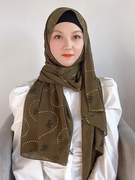 2022 Vysokej Kvality Šifón Vytlačené Hidžáb Islam Šatkou Moslimských Módne Šatku Headwrap Foulard Femme 1