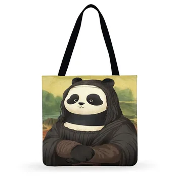 Vtipné Panda Maľovanie Na Potlačenom Ženy Bežné Dámy Tote Taška Cez Rameno Skladacia Nákupná Taška Módne Plážové Tašky Ženy Kabelky 2