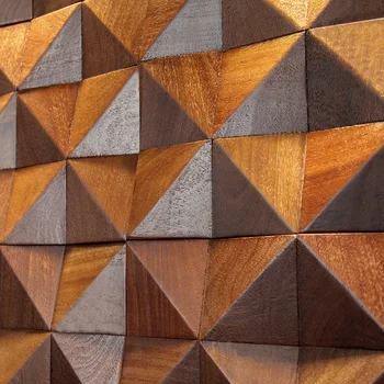 3D Trojuholník Masívneho Dreva Mozaikové Dlaždice Wall Art Decor Akustické Difúzor Panel Drevenú Stenu, Nálepky na Obývacia Izba, TV joj 2