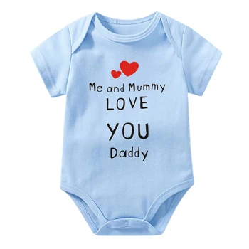 Mňa a Múmie Love You Baby Daddy Kombinézach Bavlna Krátky Rukáv Dojčenská Chlapci Dievčatá Remienky Novorodenca Oblečenie Deň otcov Dary 2