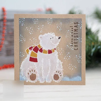 2021 Vianočné Zvierat Polar Bear Vzor Jasné Známky Pre DIY Výrobu Papiera, Pohľadnice Scrapbooking Č Rezanie Kovov Zomrie 2