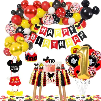 Mickey Mouse Narodeniny Jednorázový Riad Dekorácie Deti Strany Anniversaire Fille Pre Dieťa Krst Tortu Papier Platne Dekor 2