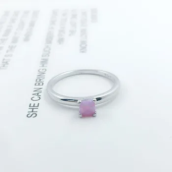 Krásne Námestie Opal Prstene pre Ženy, Strieborná Farba Ružová Bue Opal Krúžok Šperky Ženy Príslušenstvo Dary (JewelOra RI103737) 2