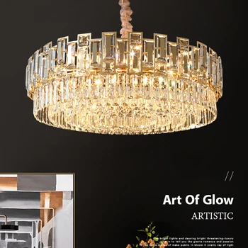 Moderné Krištáľový Luster Pre život Jedáleň Čierne Zlato Domova Vnútorné Osvetlenie LED Luxusné Cristal Lampa Kuchyňa Lesk 2