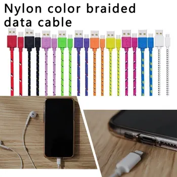 Farebné Nylon Pletená Micro USB Kábel na Synchronizáciu Údajov USB Nabíjací Kábel Telefón Micro USB Káble Sync USB Nabíjačky 2