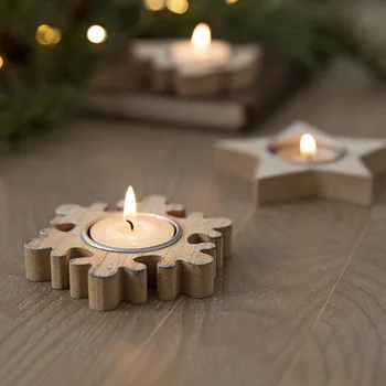 Vianočné Nordic štýl svietnik Formy Drevené Snowflake Vianočný Stromček, Hviezda svietnik Okno na Ploche Dekoroch Scény Plesní 2