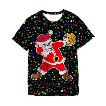 Šťastné a veselé Vianoce, Santa a Jelene Tlačiť T-Shirt 3-14 Rokov Deti-Chlapci, Dievčatá T-Shirts 2
