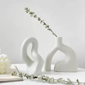 Abstraktné Umenie, Keramické Vázy Nordic Minimalistický Dekorácie Kvet Usporiadanie Tvorivé Obývacia Izba TV Kabinet Ploche Dekorácie 2