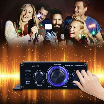 AK270 HIFI Stereo Zosilňovač Zvuku Pre Auto Karaoke Home Theater 2 Kanál Class D Zosilňovač Zvuku Podpora USB, SD, AUX Vstup 2