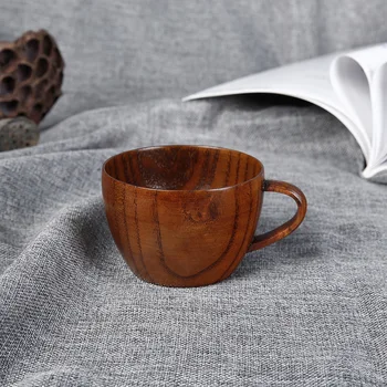 Drevené funkcie s držiakom hrnček drevené šálku kávy jednoduché ručné sklo drevený pohár 2